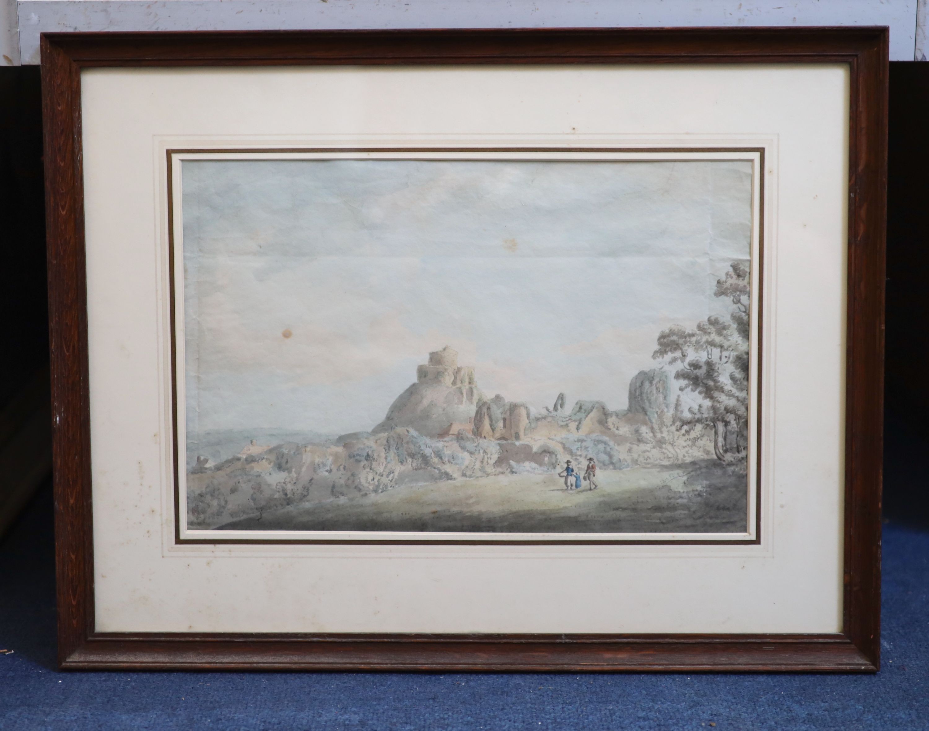 English School c.1800, Chepstow Castle: Berry Pomeroy Castle, Launceston Castle and Harewood Castle, Ink and watercolour (4), Largest 26 x 41cm.